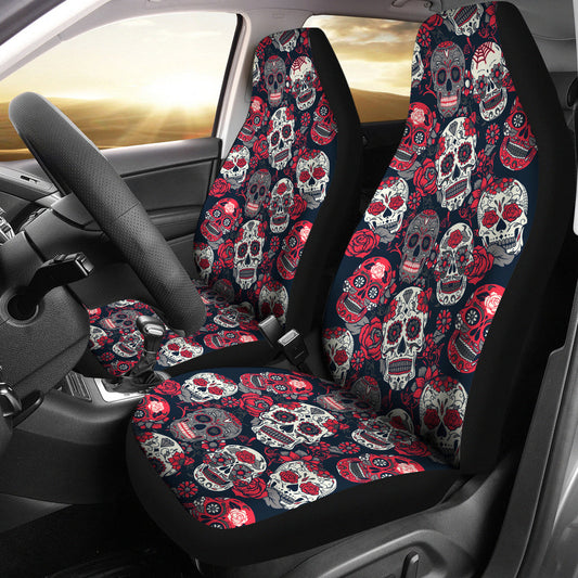 Pink Sugar Skull - Car Seat Cover - (Set of 2)