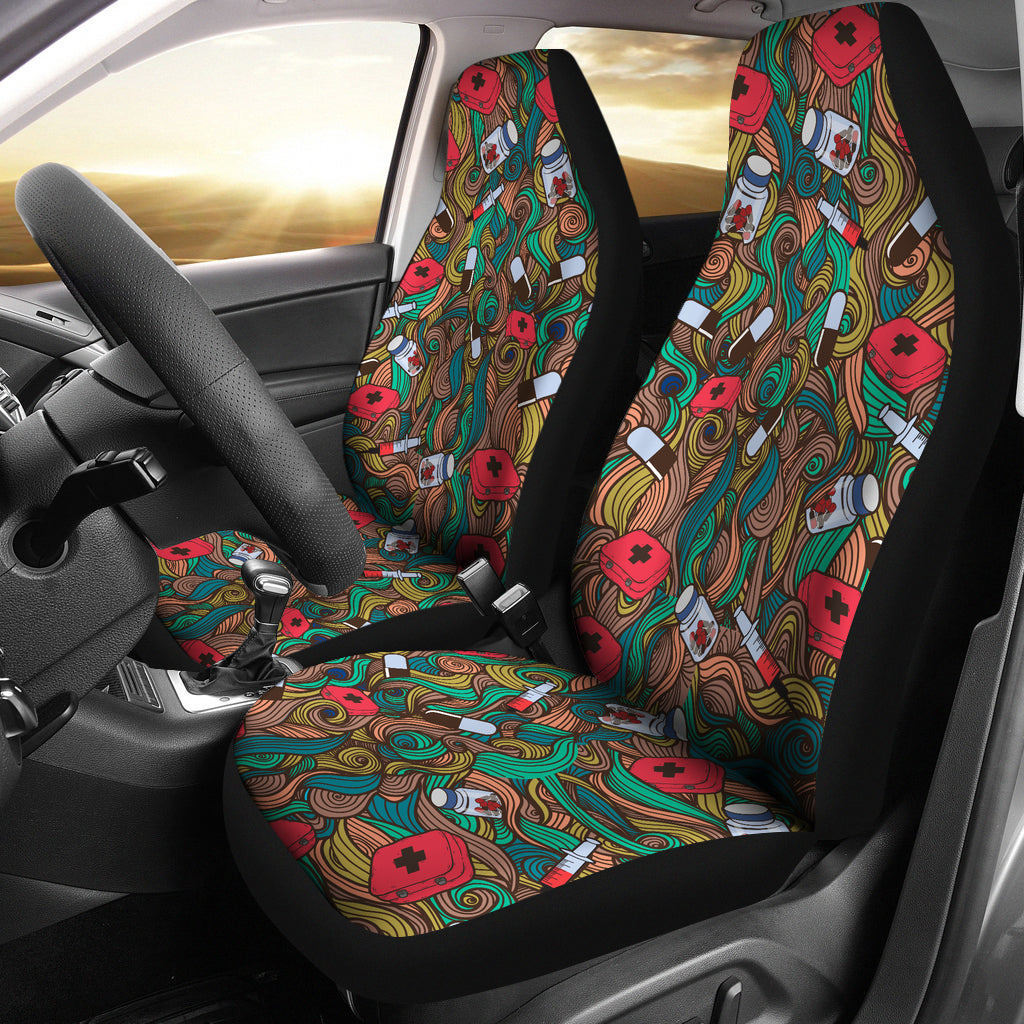 Nurse Hand Drawn Car Seat Covers (Set of 2)