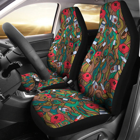Nurse Hand Drawn Car Seat Covers (Set of 2)