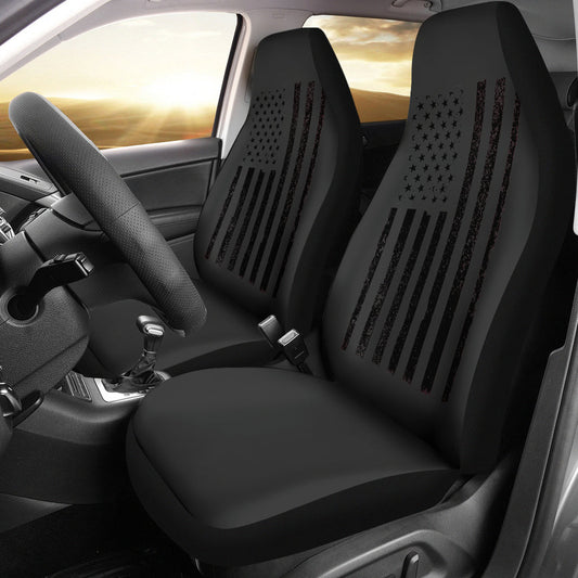 USA Flag Black Car Seat Covers (Set of 2)